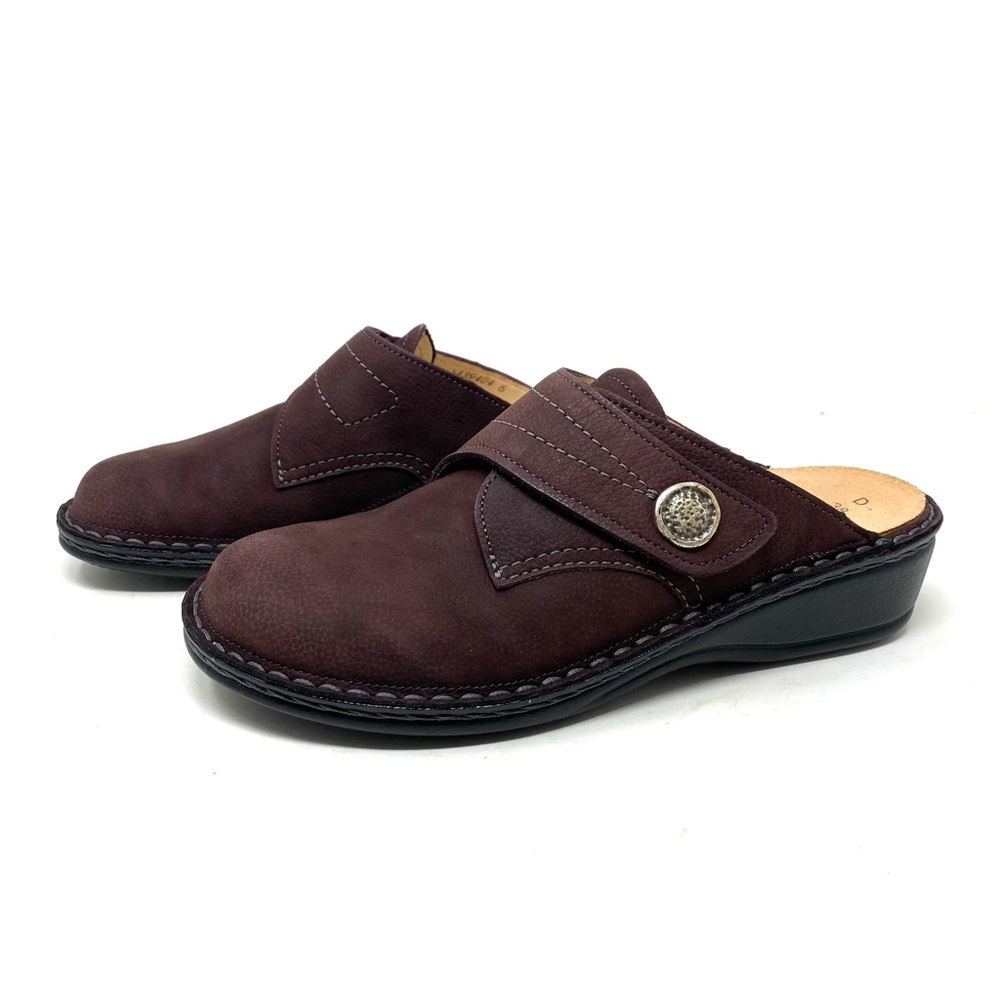 Finn Comfort Santafe-S Mule Clogs Bear Nubuck/Plum Leather Size 38 NIB - Picture 2 of 7